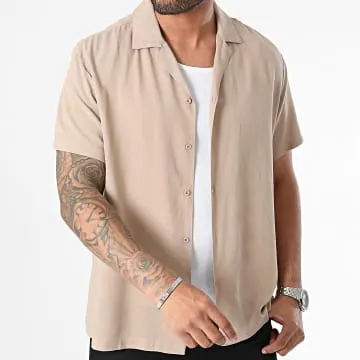 Camicia a maniche corte color taupe