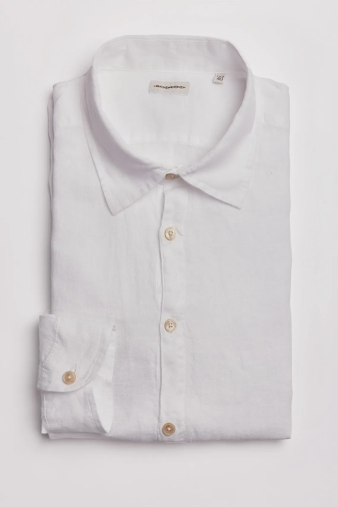 CAMICIA A POLO COLLO FRANCESE LINO BIANCA