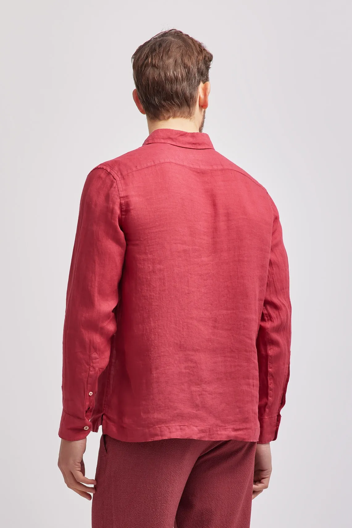 CAMICIA A POLO COLLO FRANCESE LINO GERANIO