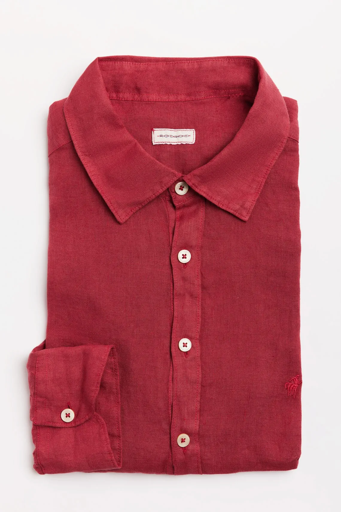 CAMICIA A POLO COLLO FRANCESE LINO GERANIO