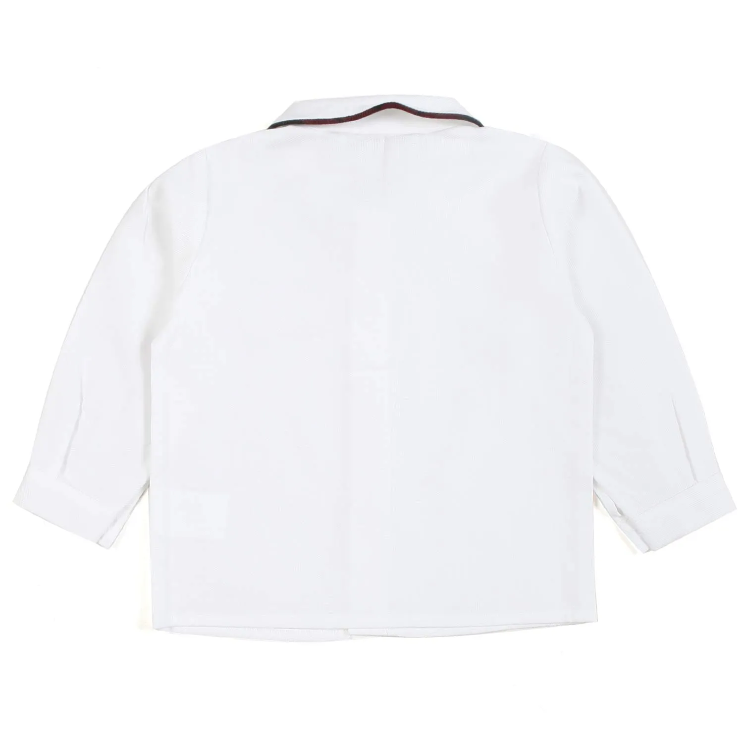 Camicia Bianca Con Orlo Colletto Rosso Rubino