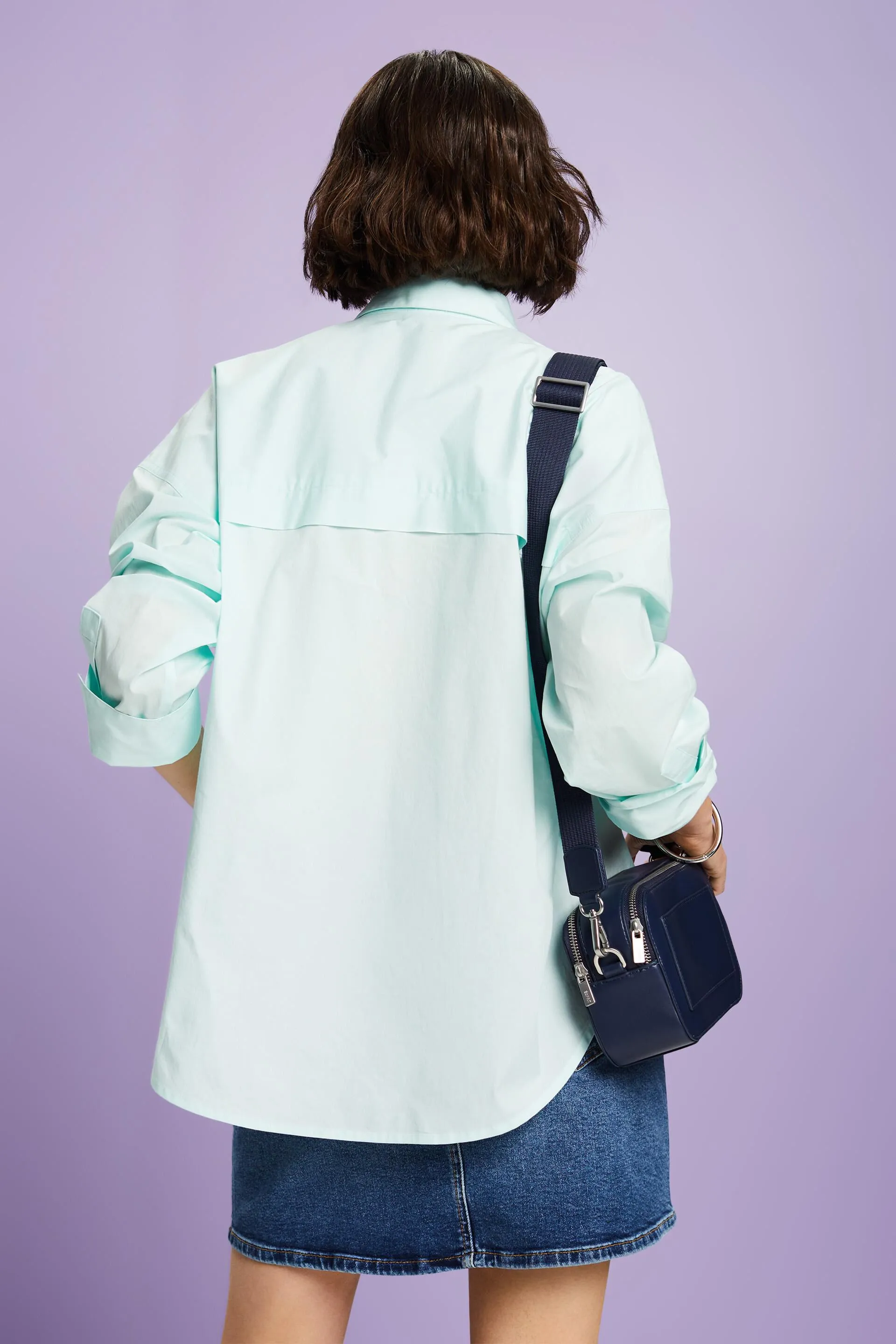 Camicia button-up in popeline di cotone