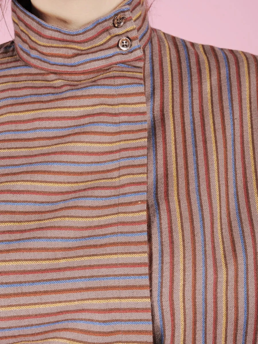 Camicia con colletto alla coreana a righe