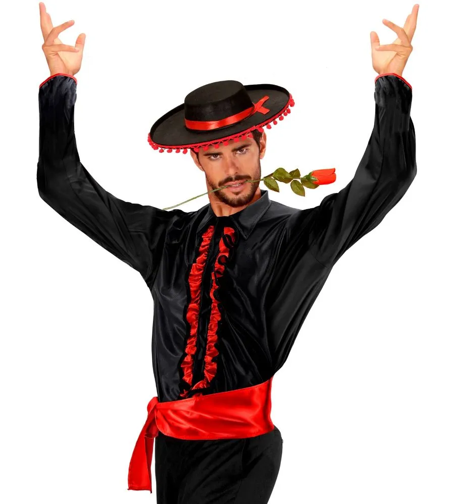 Camicia di ballerina di flamenco nera arruffata