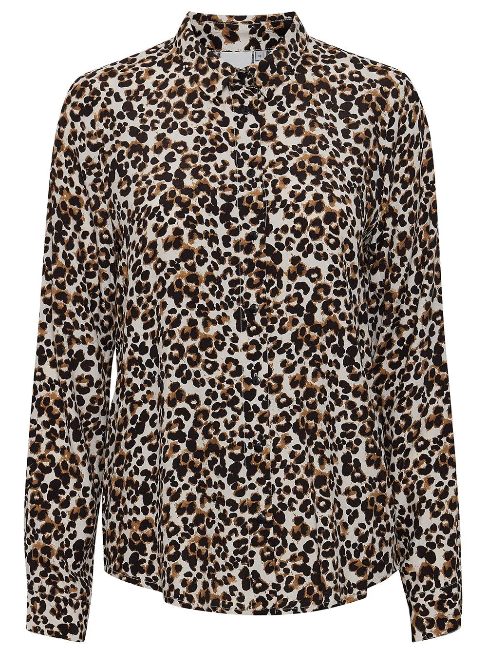 Camicia donna leopardata con colletto con bottoni