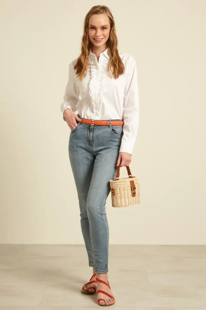 Camicia in cotone con rouches