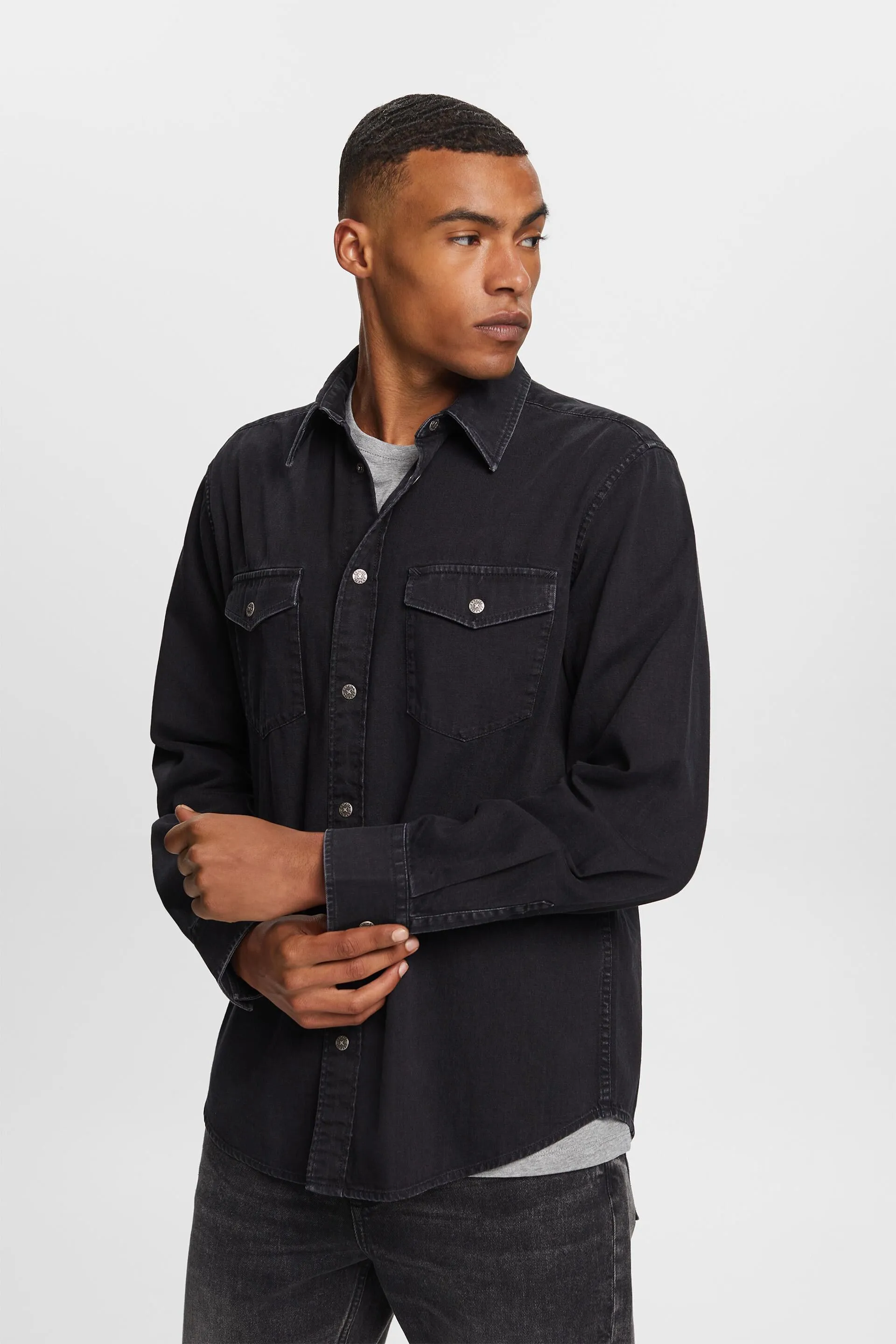 Camicia in denim, 100% cotone