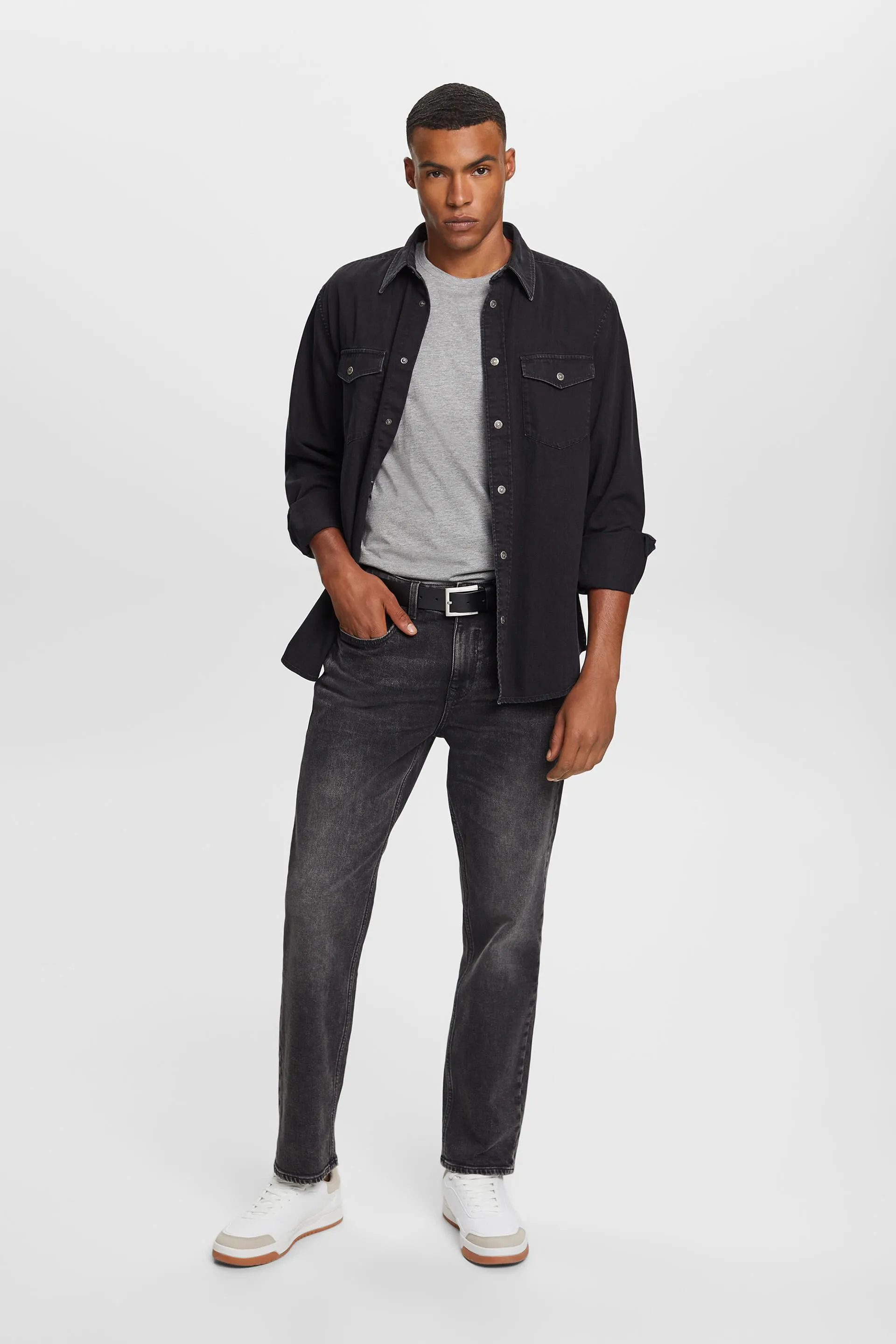 Camicia in denim, 100% cotone