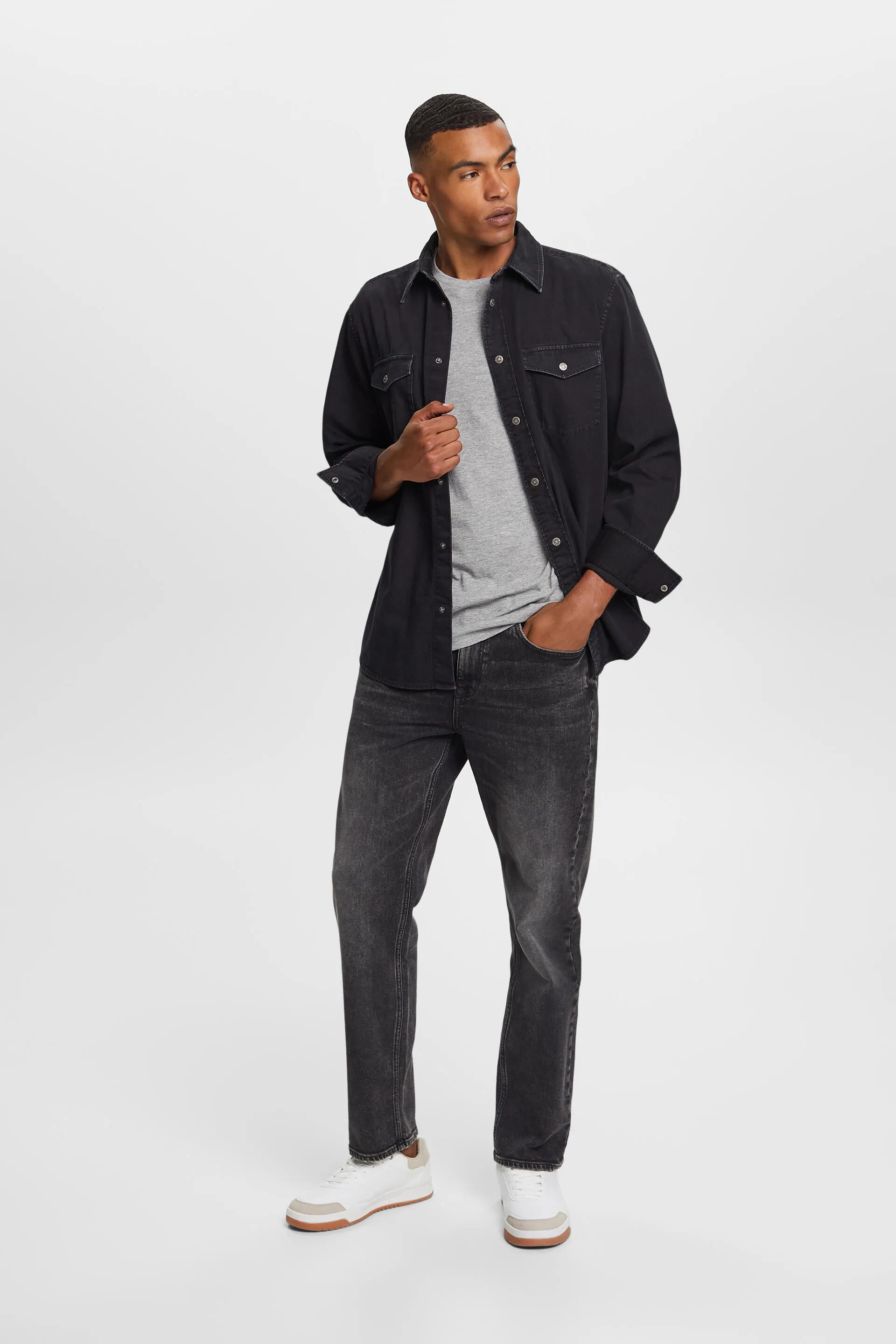 Camicia in denim, 100% cotone