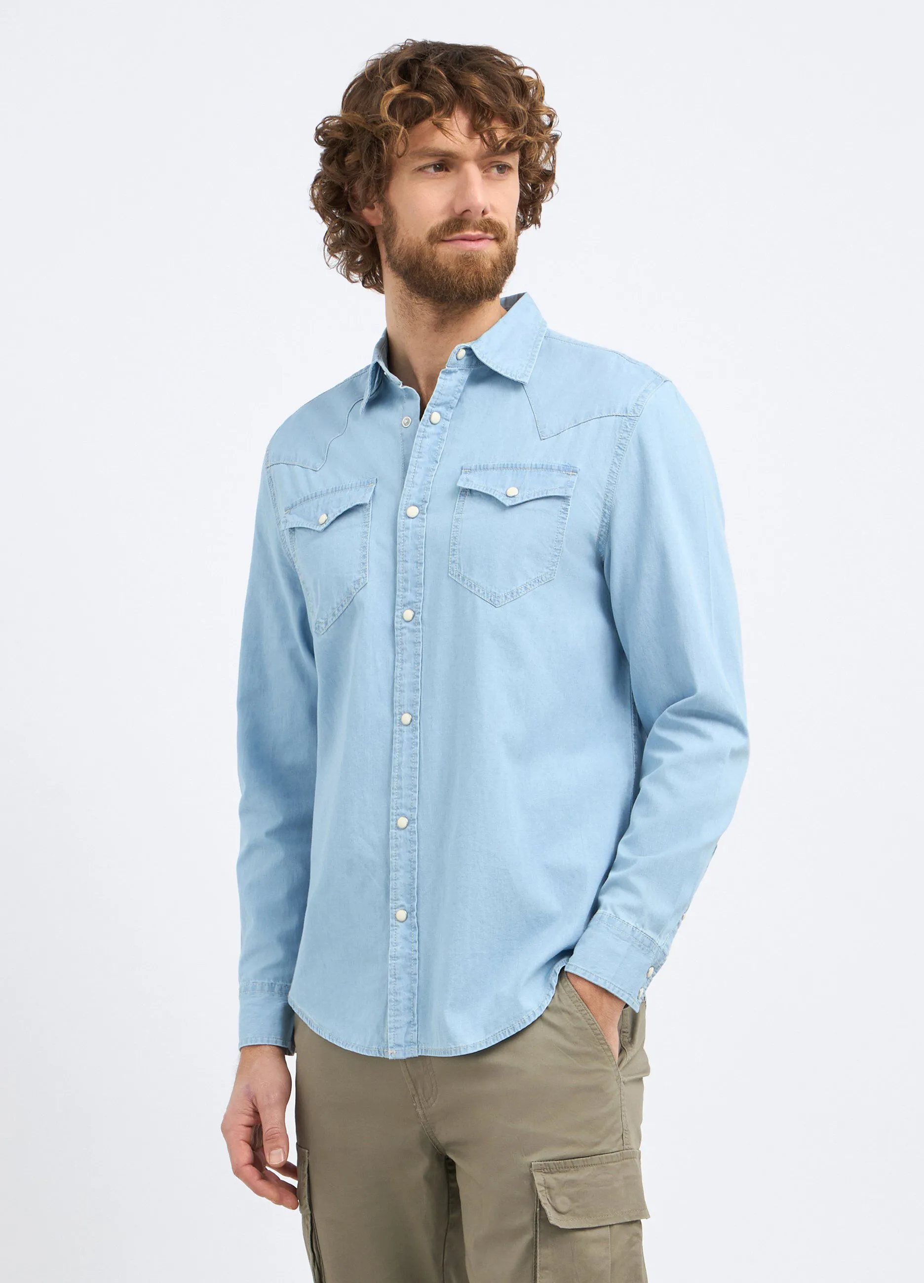 Camicia in denim di puro cotone uomo