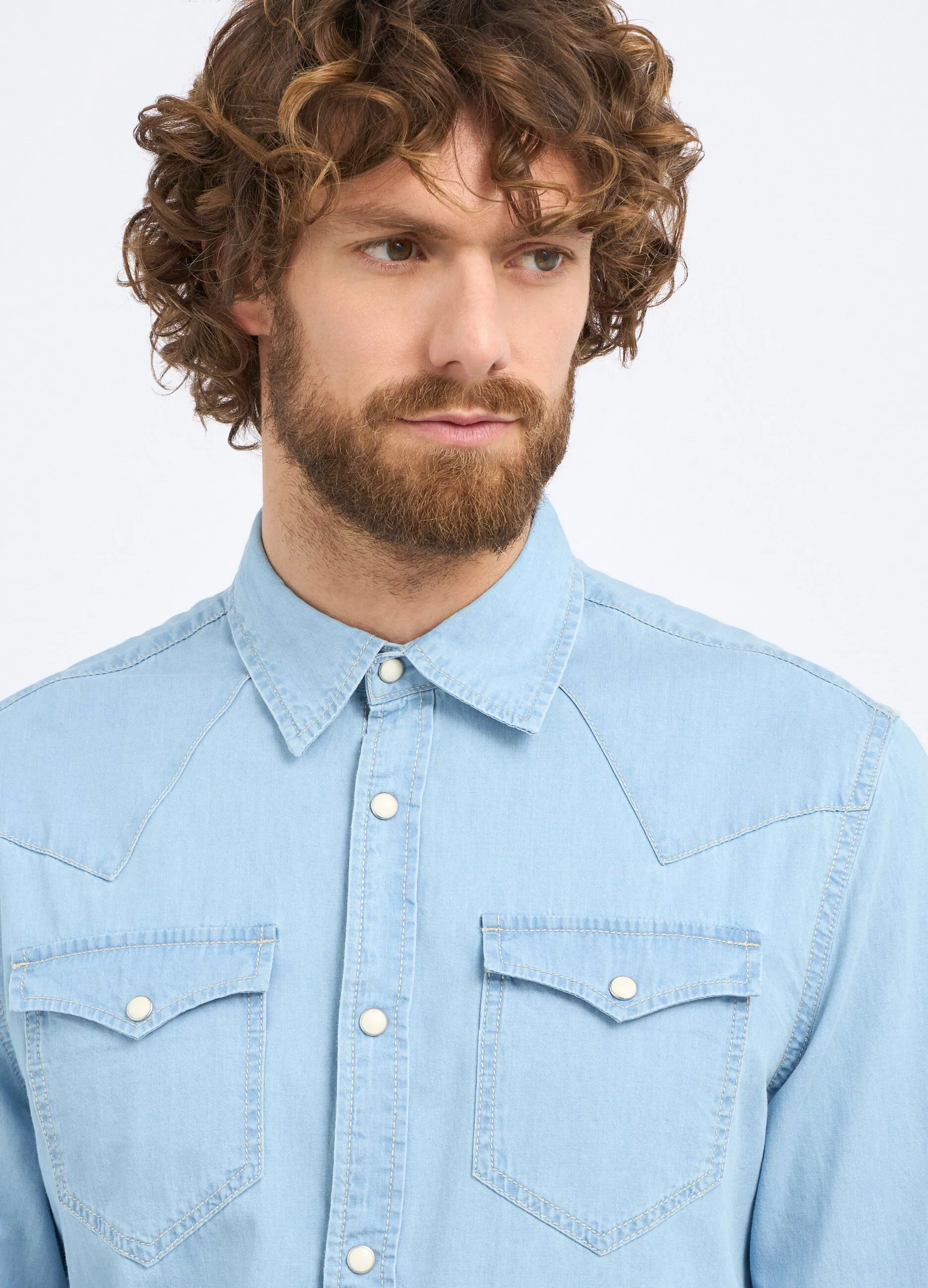 Camicia in denim di puro cotone uomo