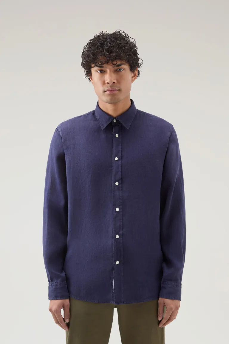 Camicia in puro lino tinta in capo                                                                                              