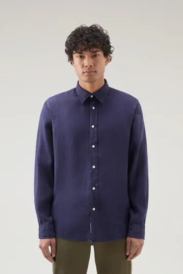 Camicia in puro lino tinta in capo                                                                                              