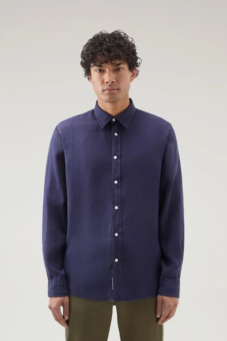 Camicia in puro lino tinta in capo                                                                                              
