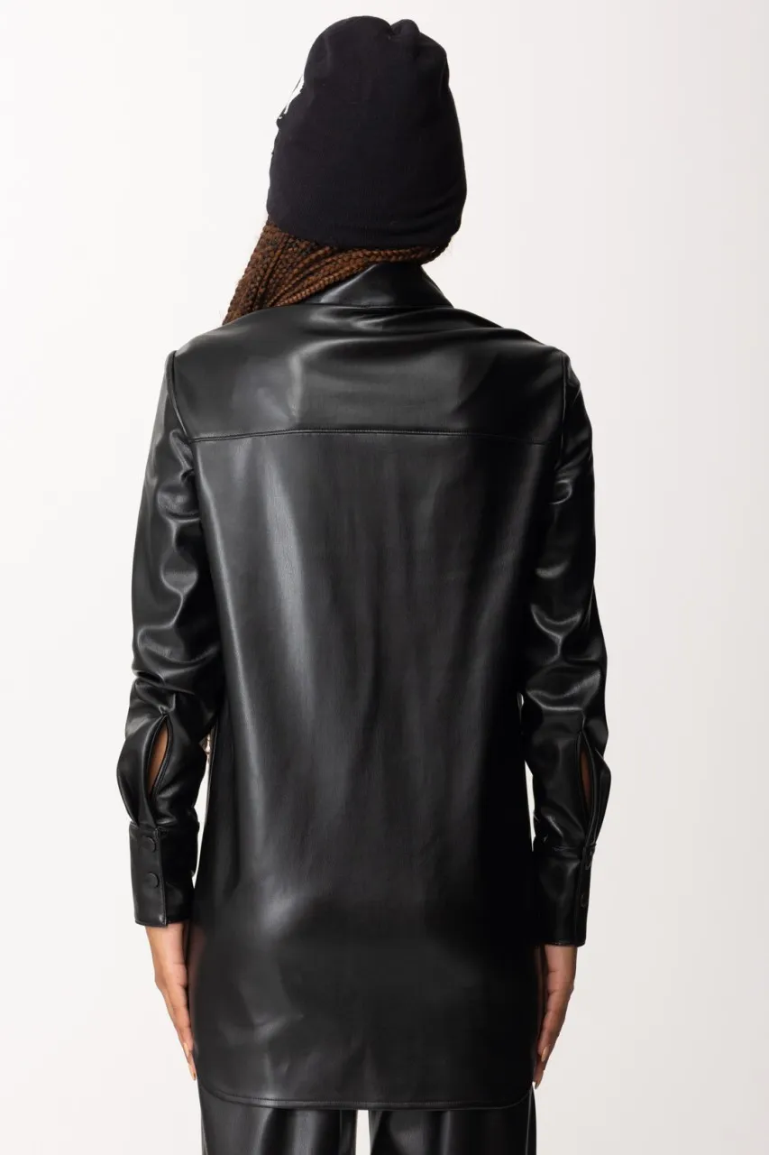 Camicia over in pelle Nero