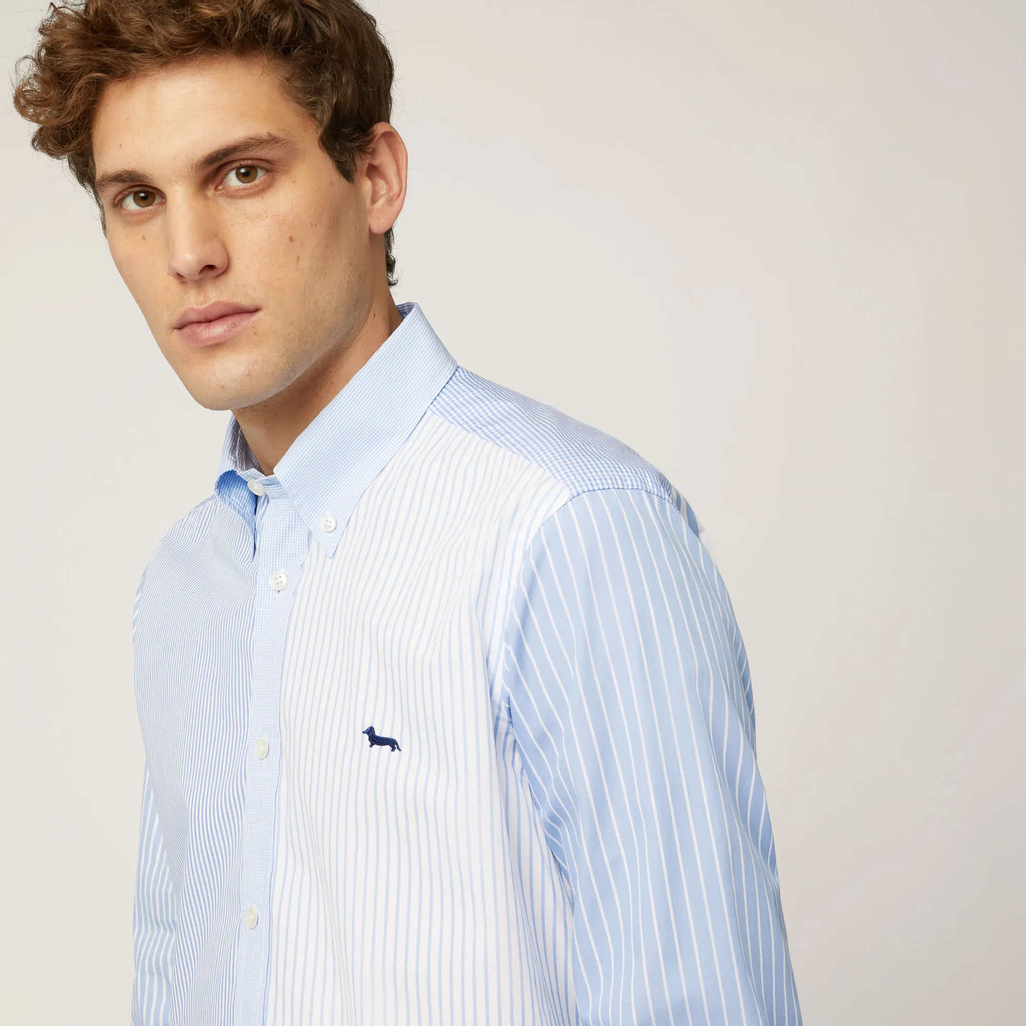 Camicia Patchwork In Popeline Di Cotone