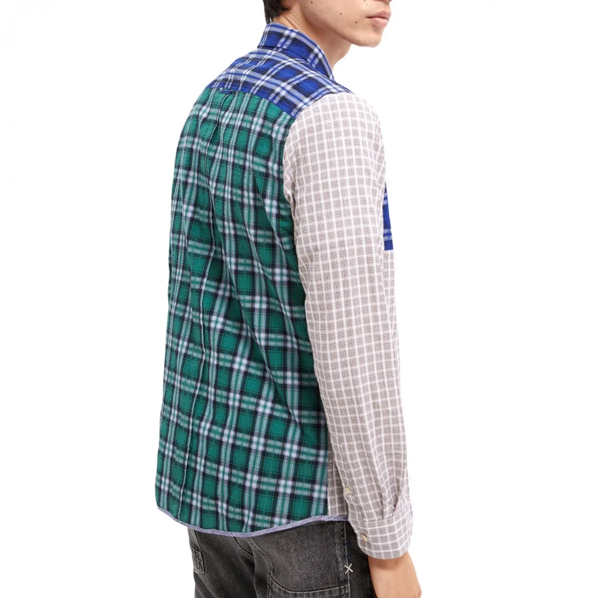 Camicia Regular Fit Con Mix Di Motivi, Blu
