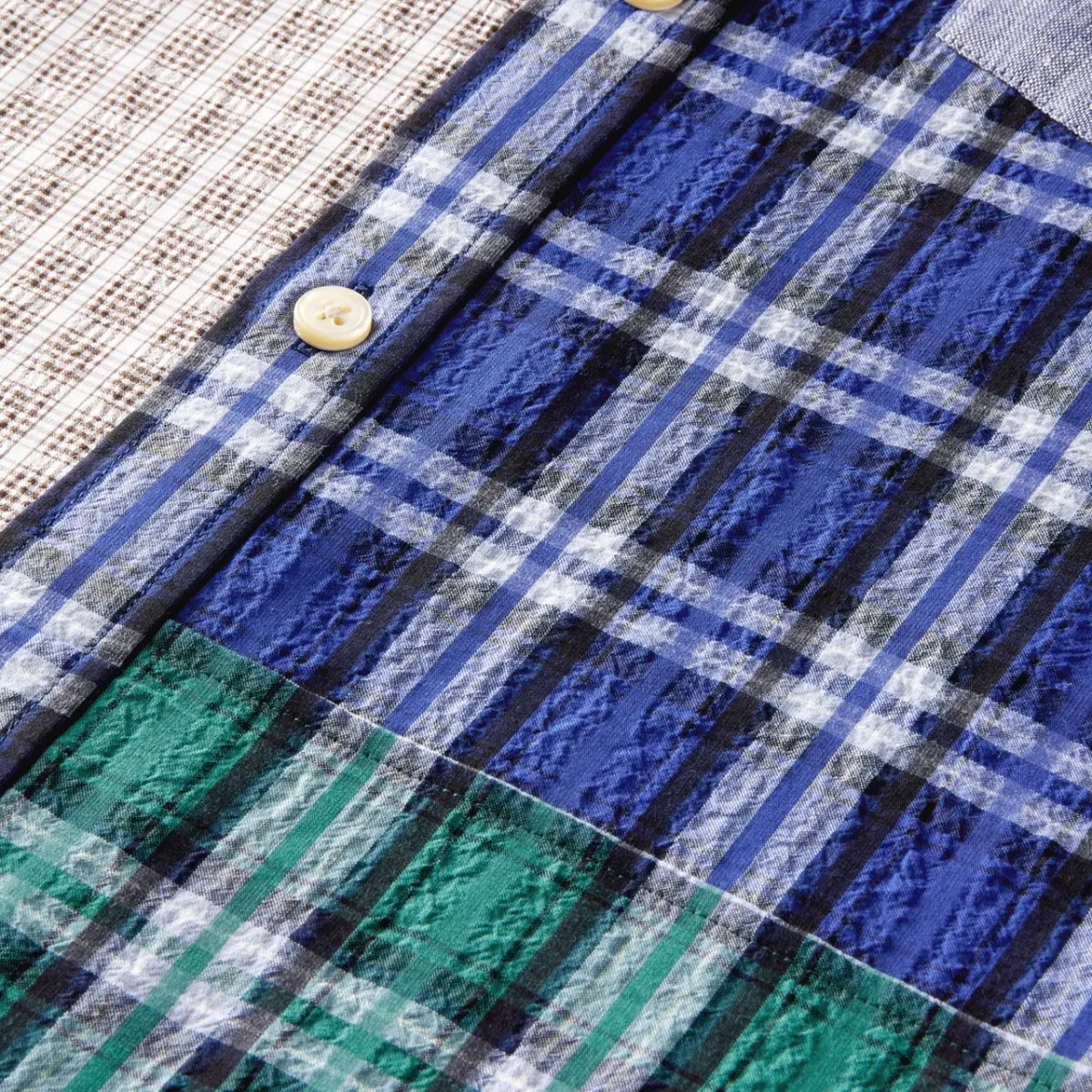 Camicia Regular Fit Con Mix Di Motivi, Blu