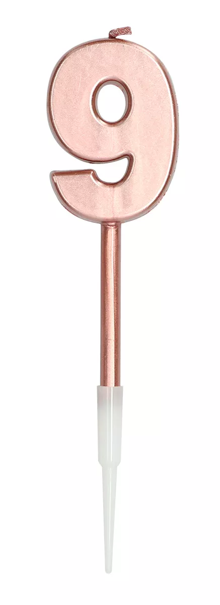 Candela numero 9 in oro rosa metallizzato