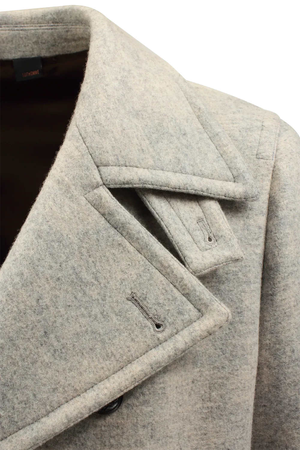   Cappotto doppiopetto in lana e cotone bianco avorio