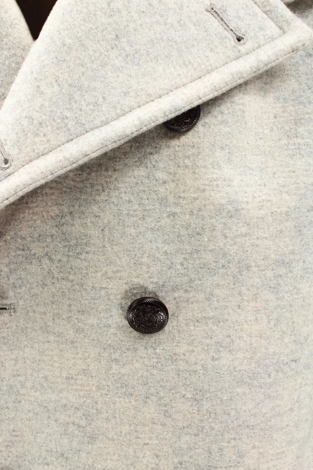   Cappotto doppiopetto in lana e cotone bianco avorio
