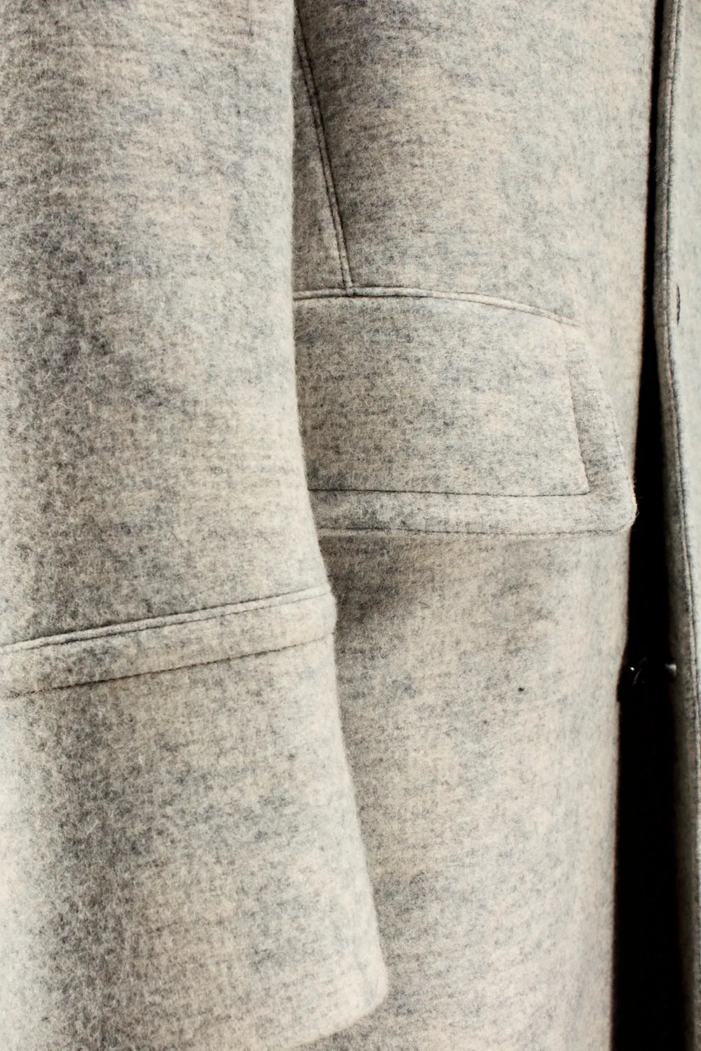  Cappotto doppiopetto in lana e cotone bianco avorio
