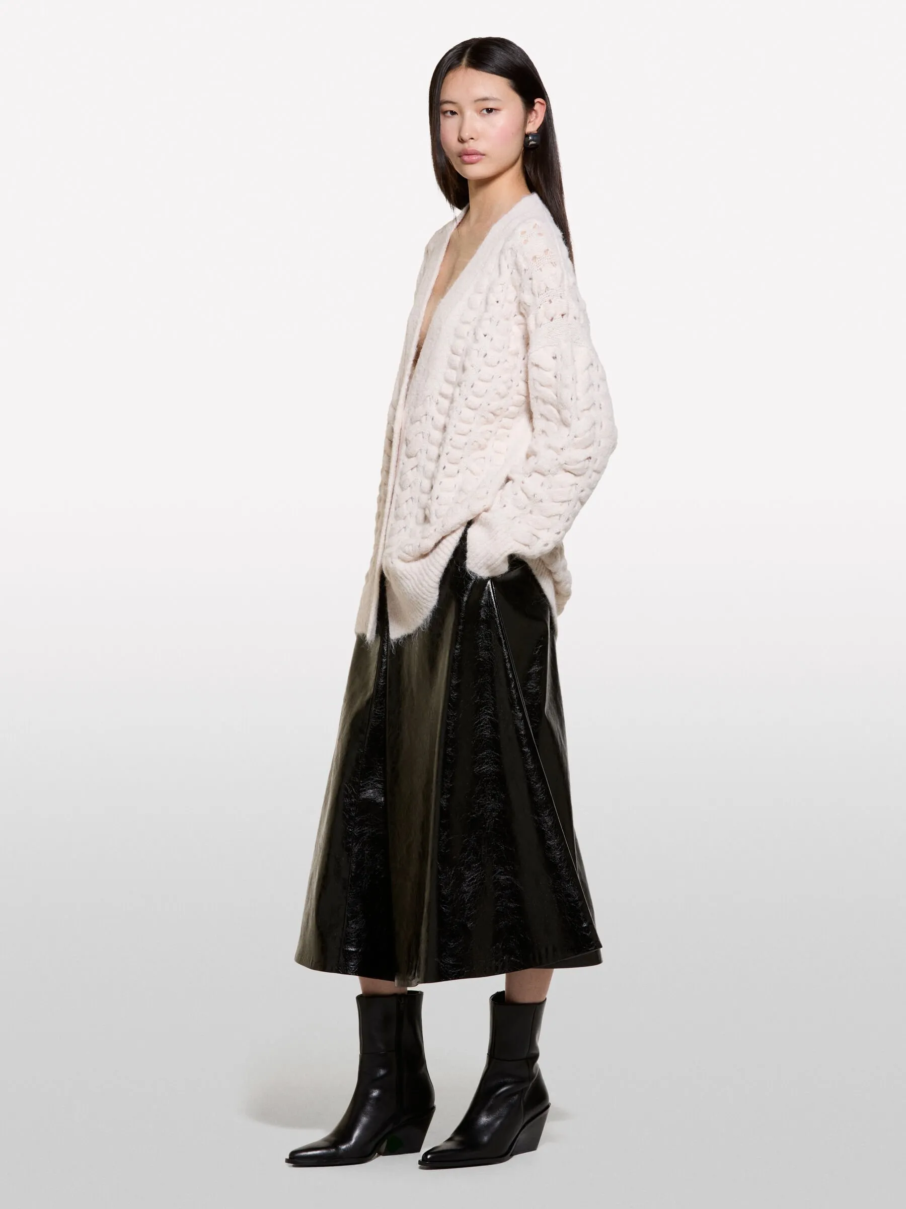 Cardigan bianco panna traforato 