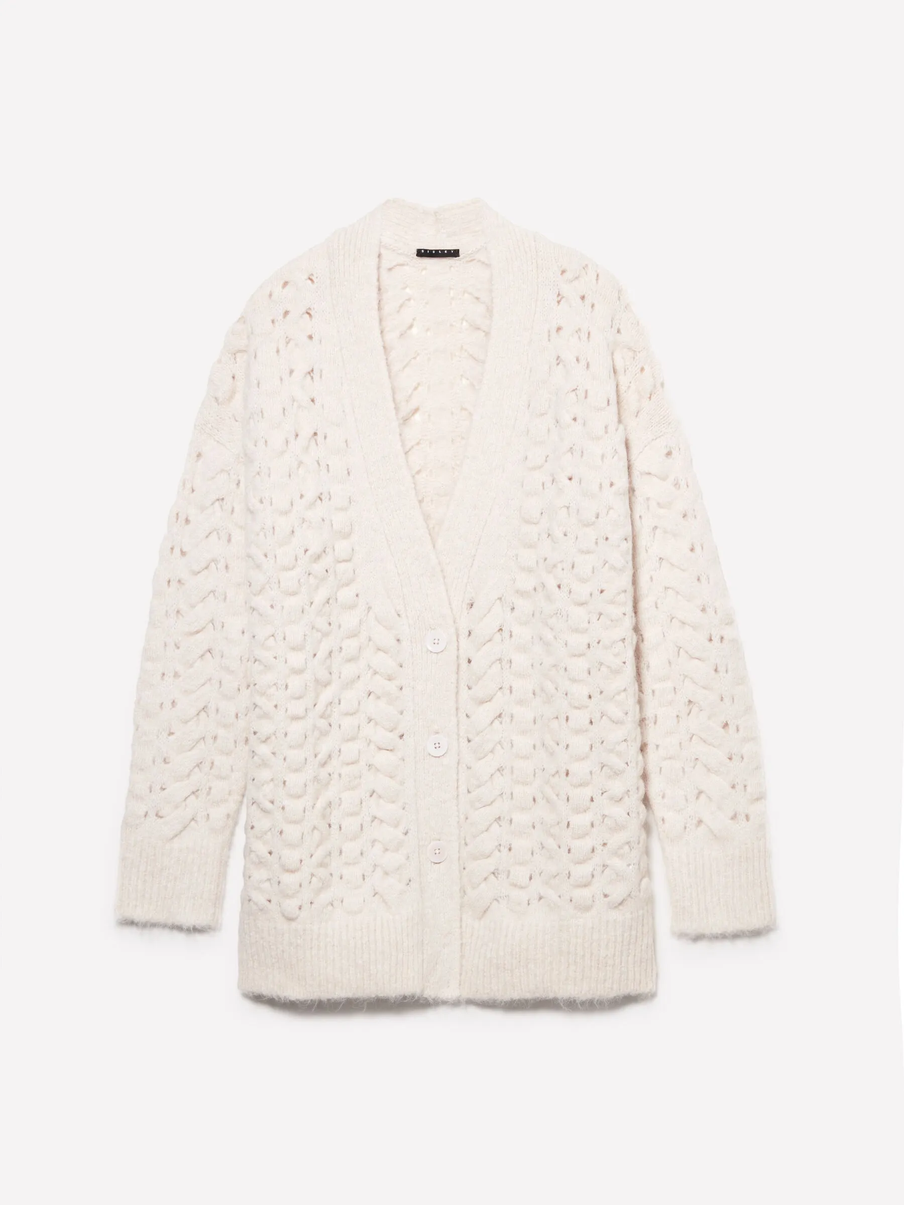Cardigan bianco panna traforato 