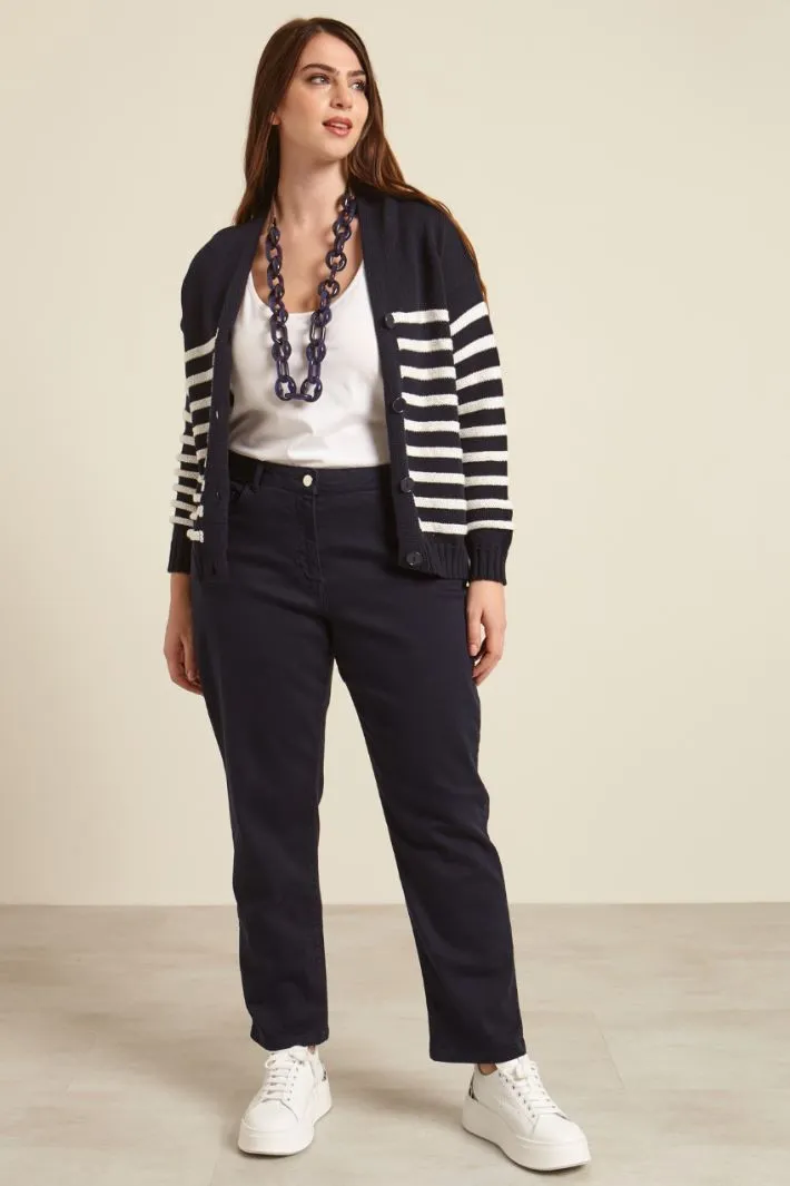 Cardigan boxy in cotone tinto filo