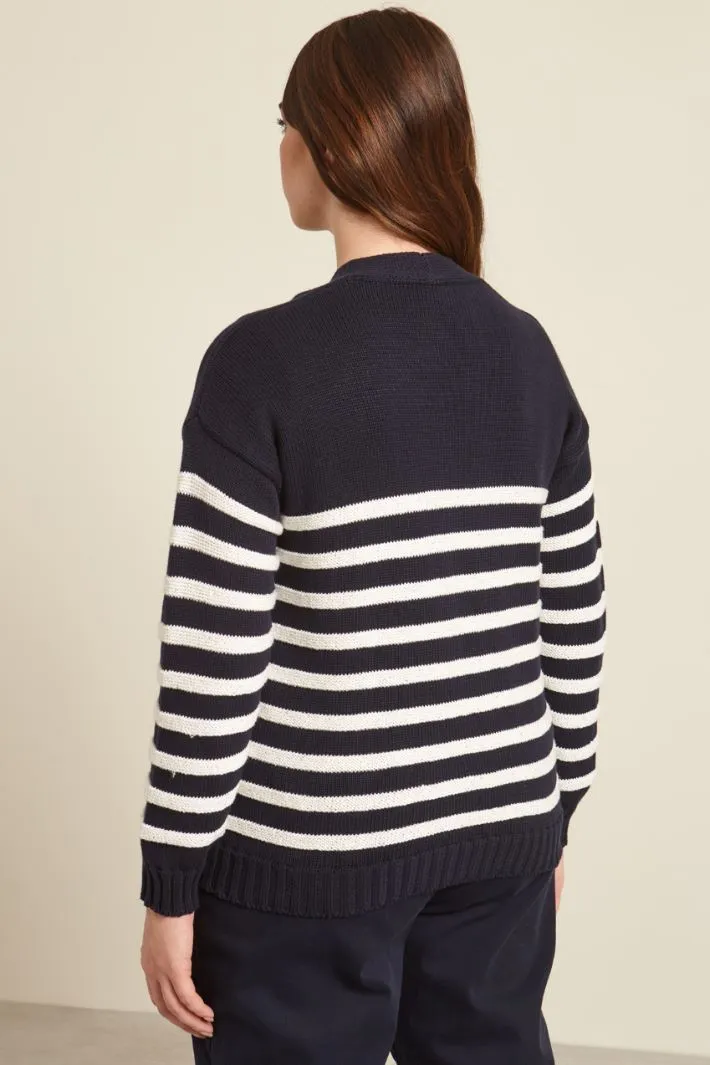 Cardigan boxy in cotone tinto filo