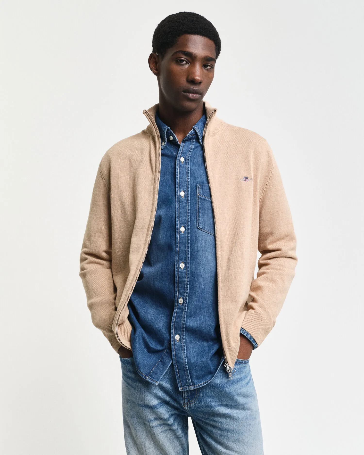 Cardigan Casual in cotone con zip    