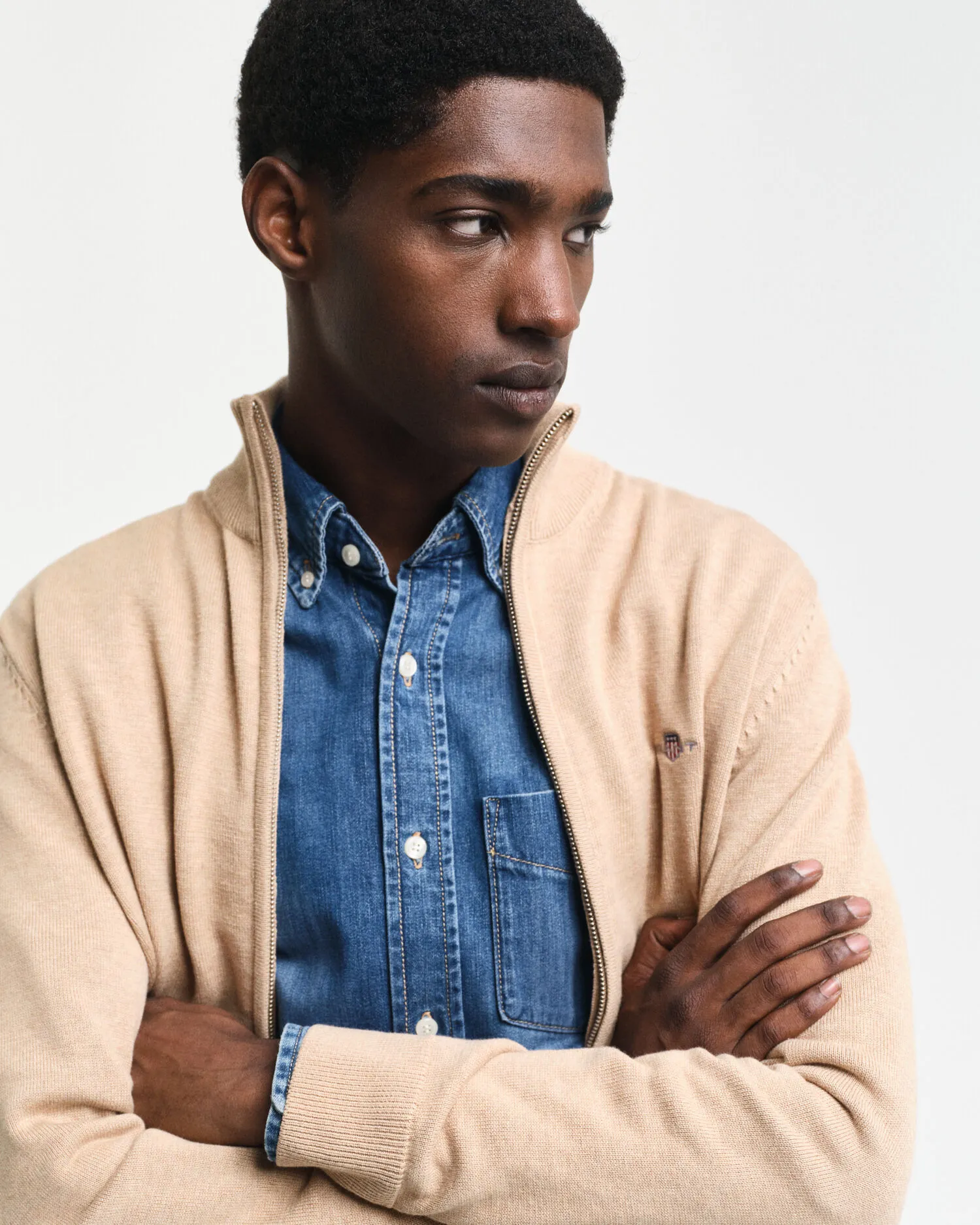 Cardigan Casual in cotone con zip    