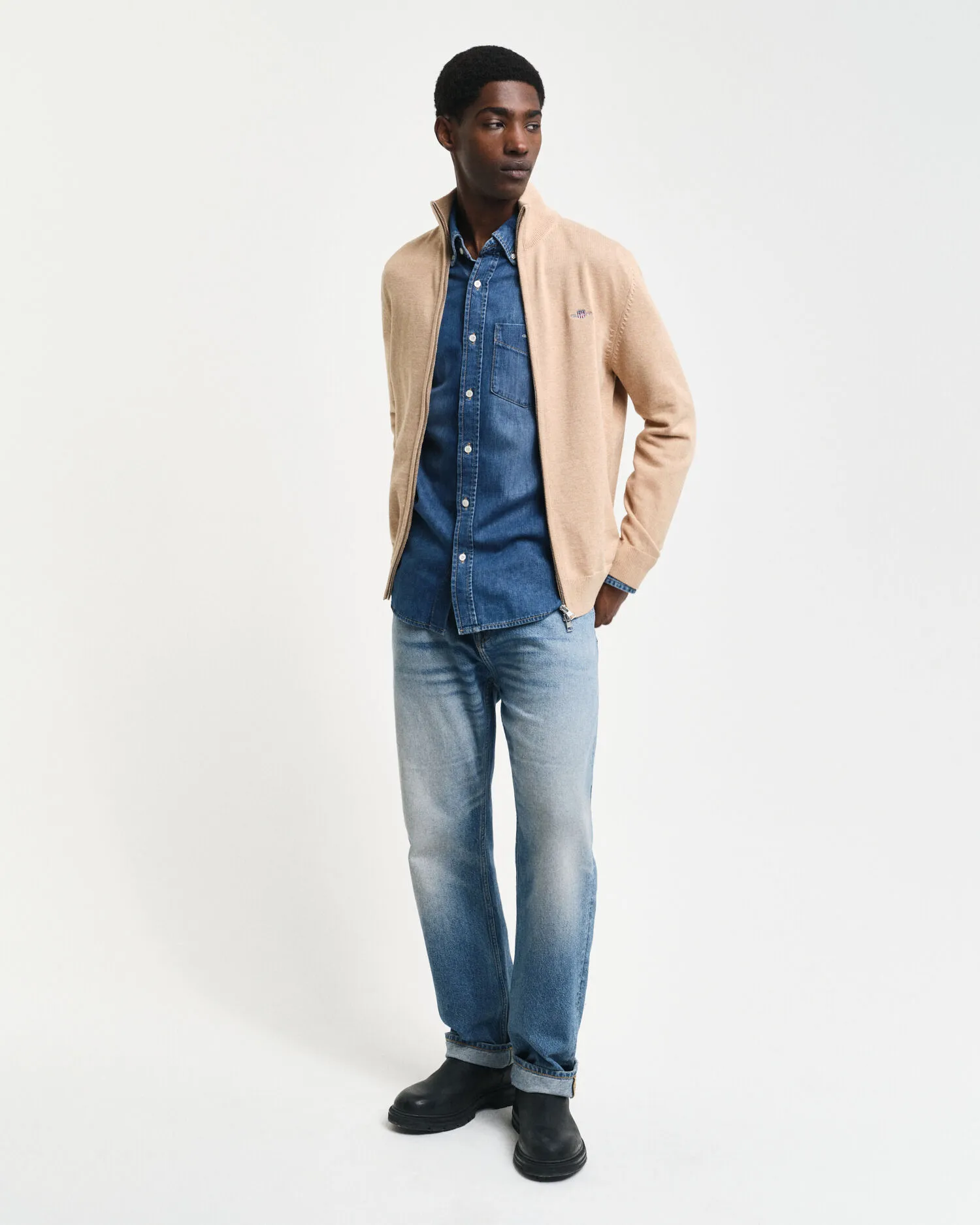 Cardigan Casual in cotone con zip    