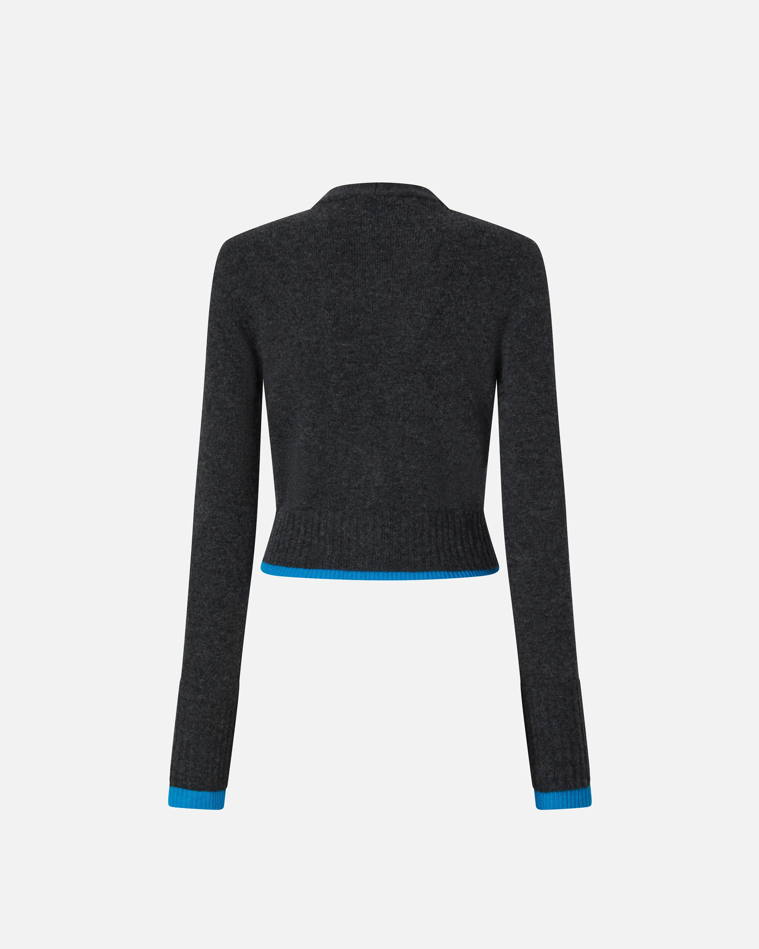  Cardigan corto in lana cachemire con contrasti    