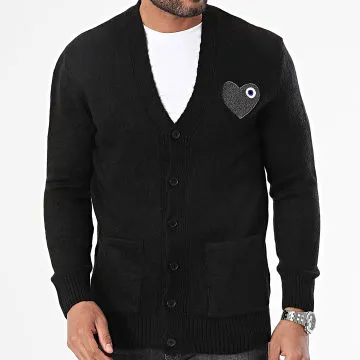 Cardigan Heart Chic con scollo a V Nero Grigio Carbone