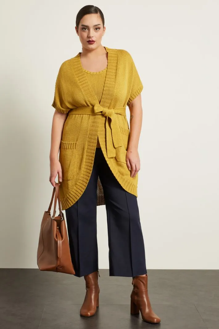 Cardigan in cotone con cintura