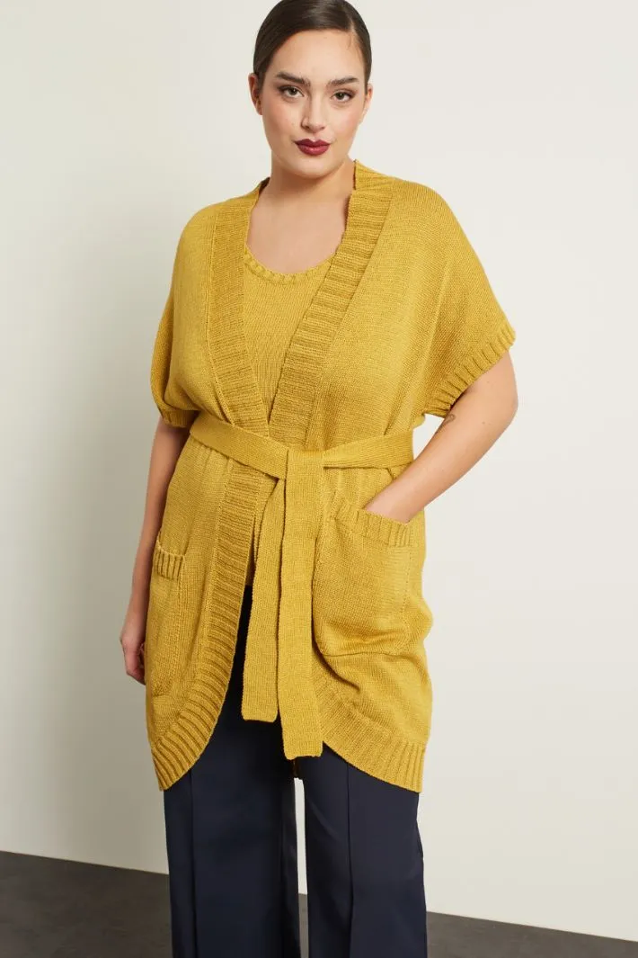 Cardigan in cotone con cintura