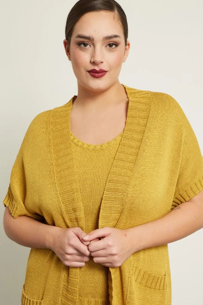 Cardigan in cotone con cintura