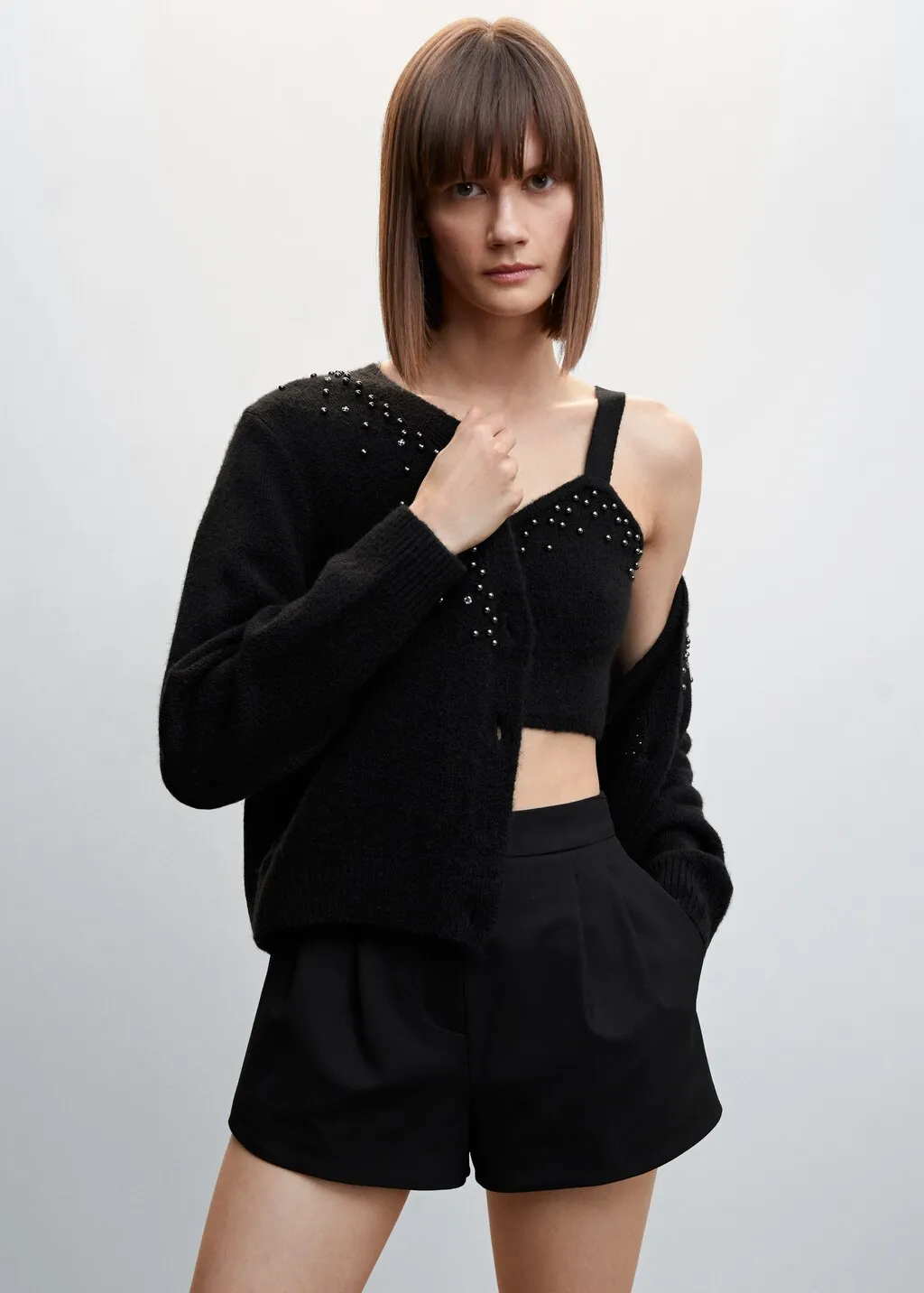 Cardigan maglia dettagli metallizzati