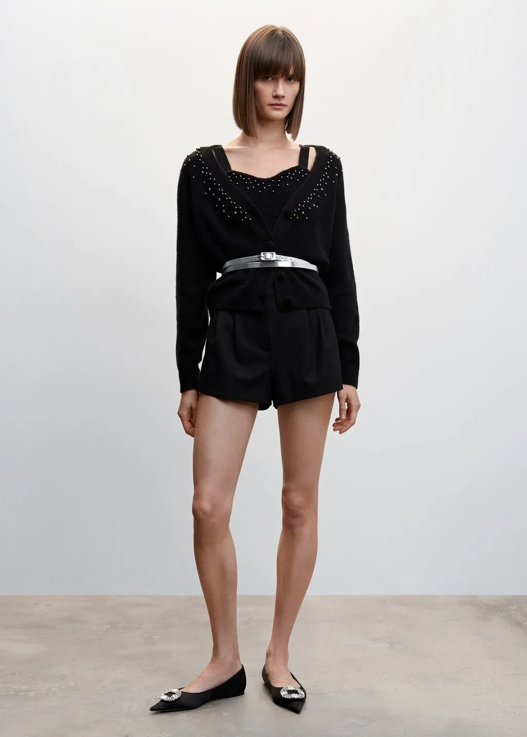 Cardigan maglia dettagli metallizzati