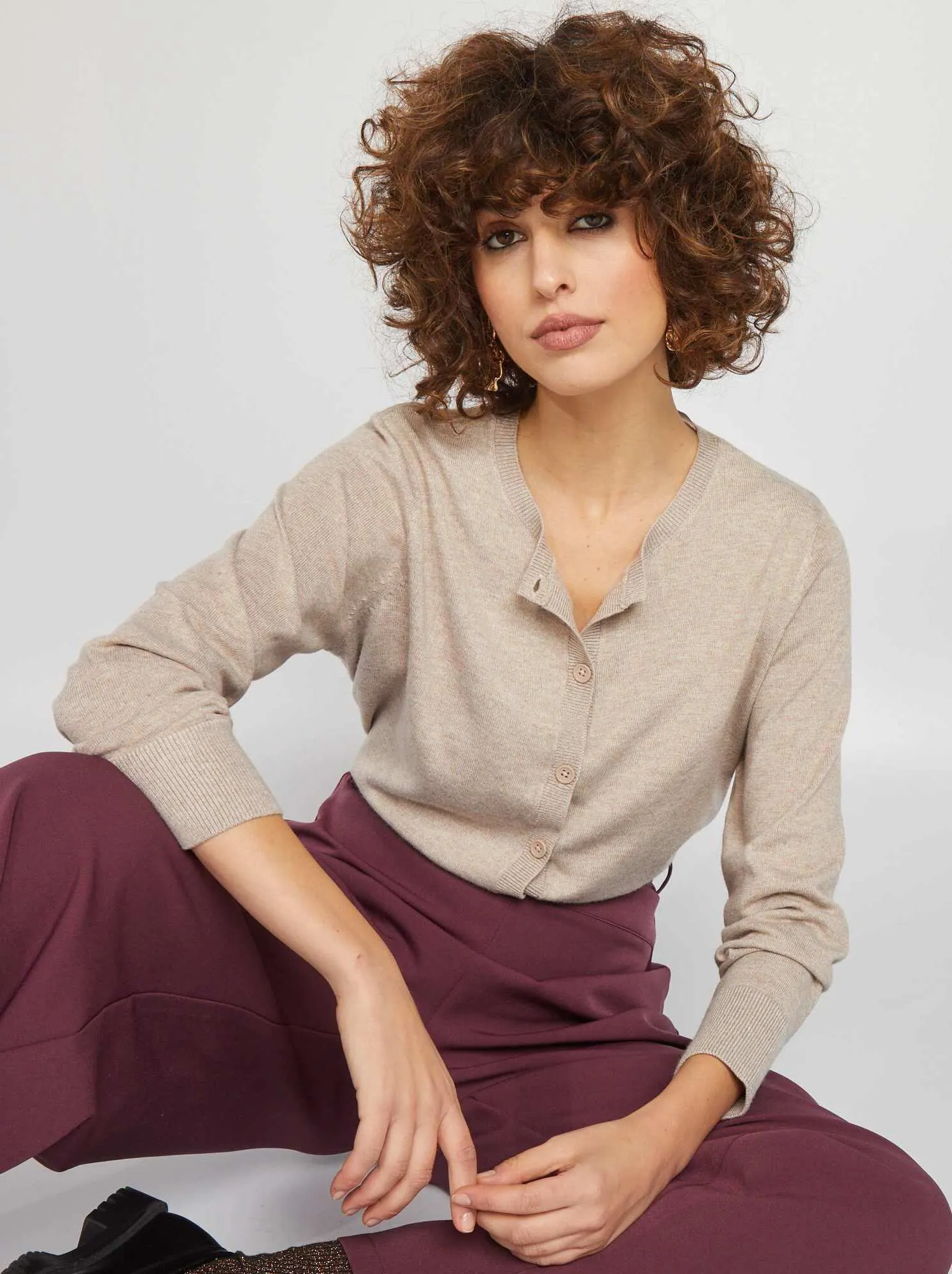 Cardigan maniche lunghe - BEIGE