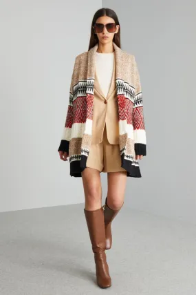 Cardigan morbido con cintura