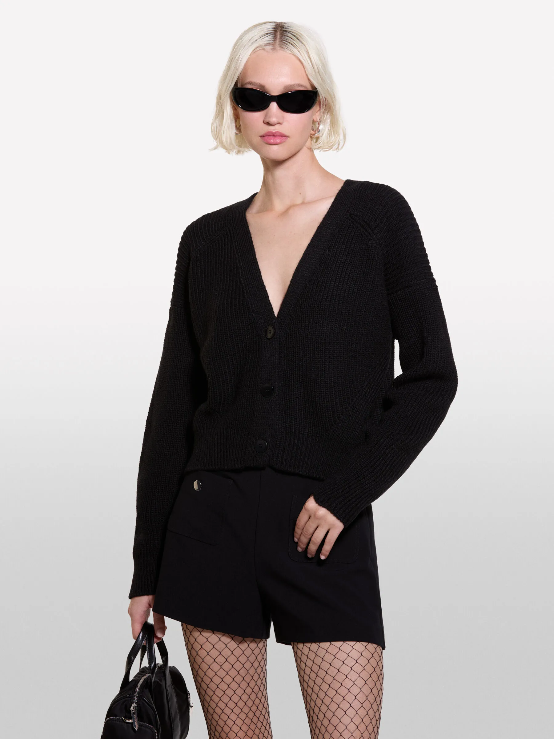 Cardigan nero over fit