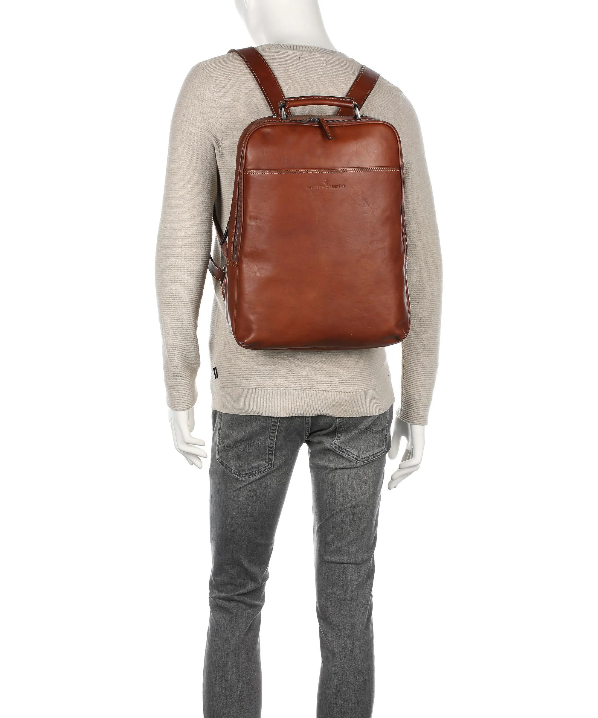  Castelijn & Beerens Verona RFID Zaino 15″ pelle di vacchetta liscia marrone  