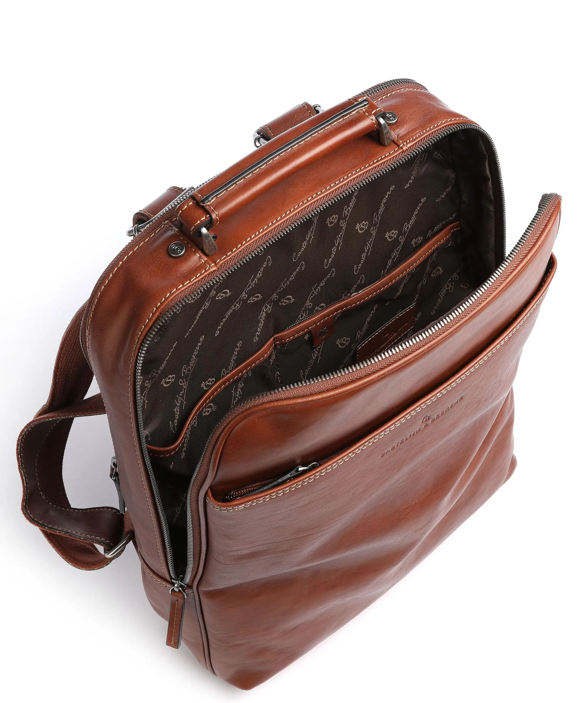  Castelijn & Beerens Verona RFID Zaino 15″ pelle di vacchetta liscia marrone  