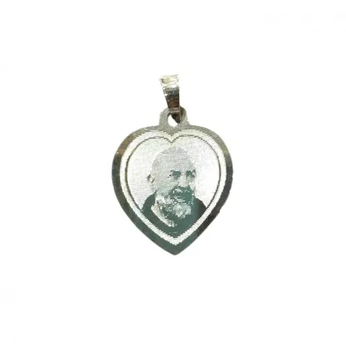 CIONDOLO CUORE PADRE SAN PIO IN ORO BIANCO 18 KT + COLLANA IN OMAGGIO