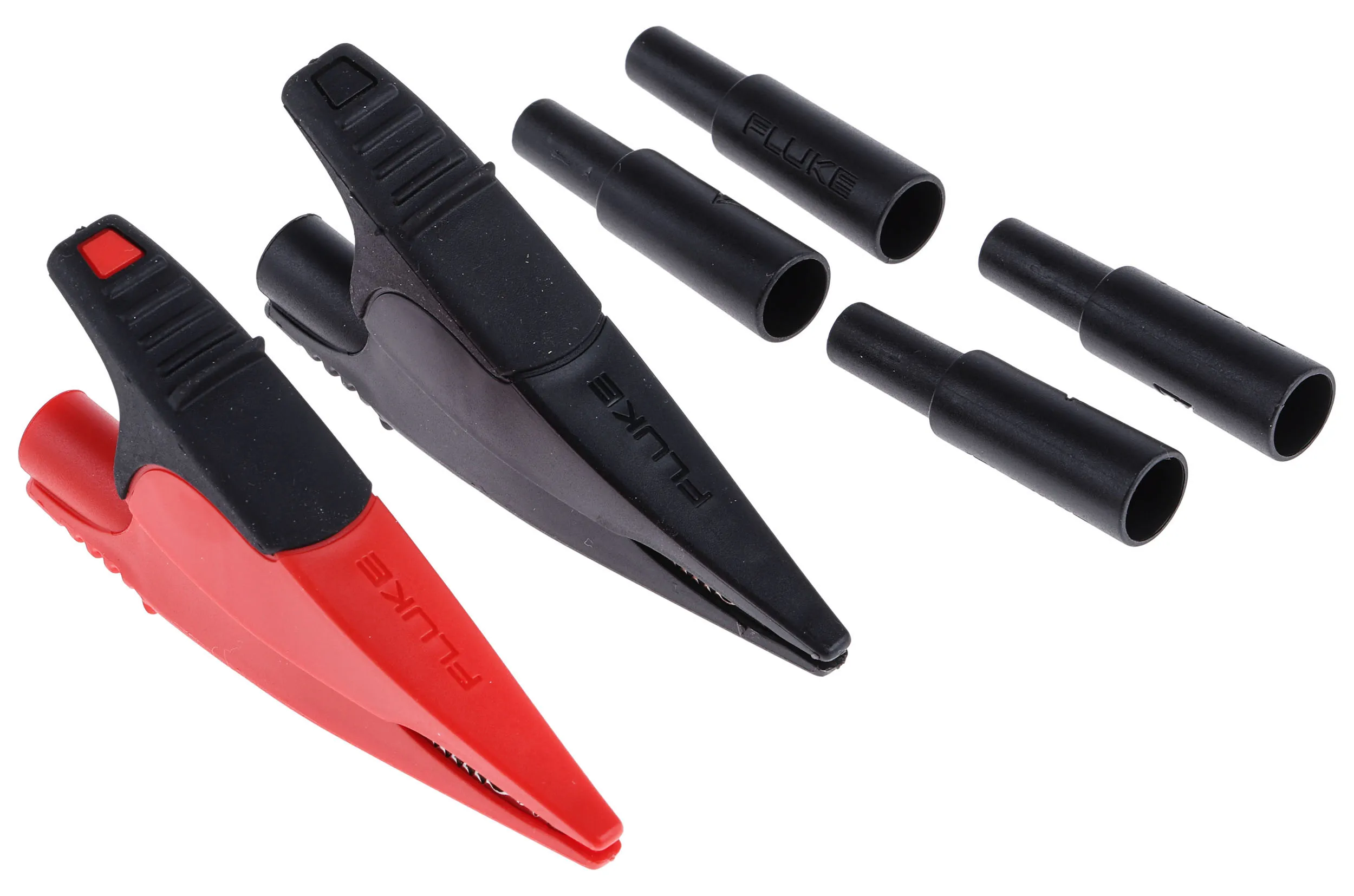 Clip a coccodrillo Fluke, 10A, apertura 20mm, isolato, col. Nero, rosso