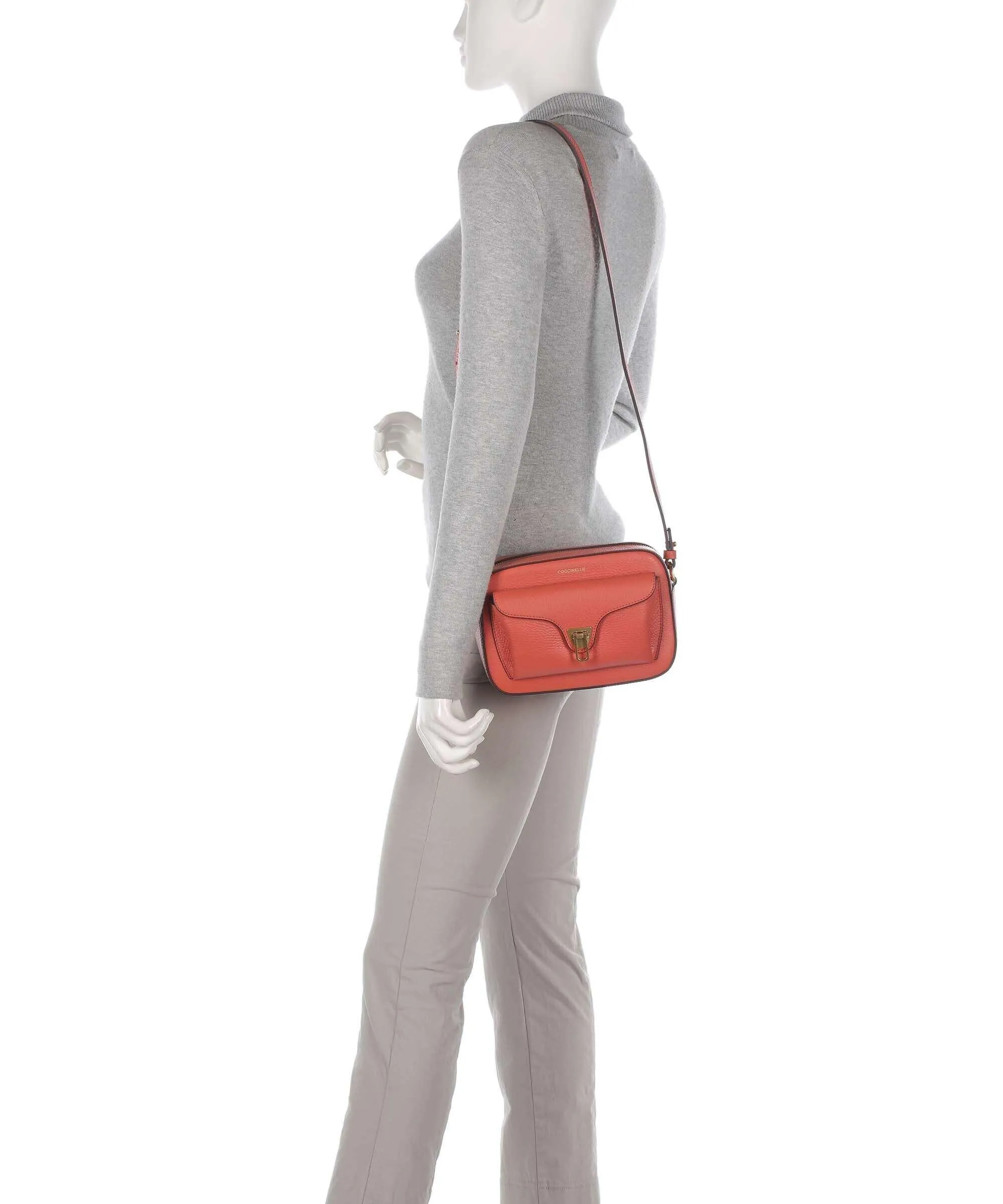  Coccinelle Beat Soft Borsa a tracolla pelle di vacchetta grana corallo  