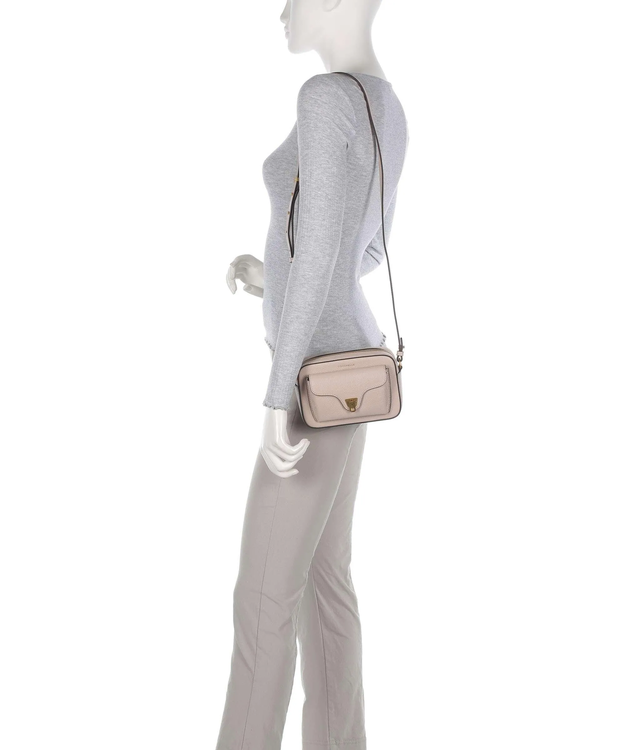  Coccinelle Beat Soft Borsa a tracolla pelle di vacchetta grana nude  