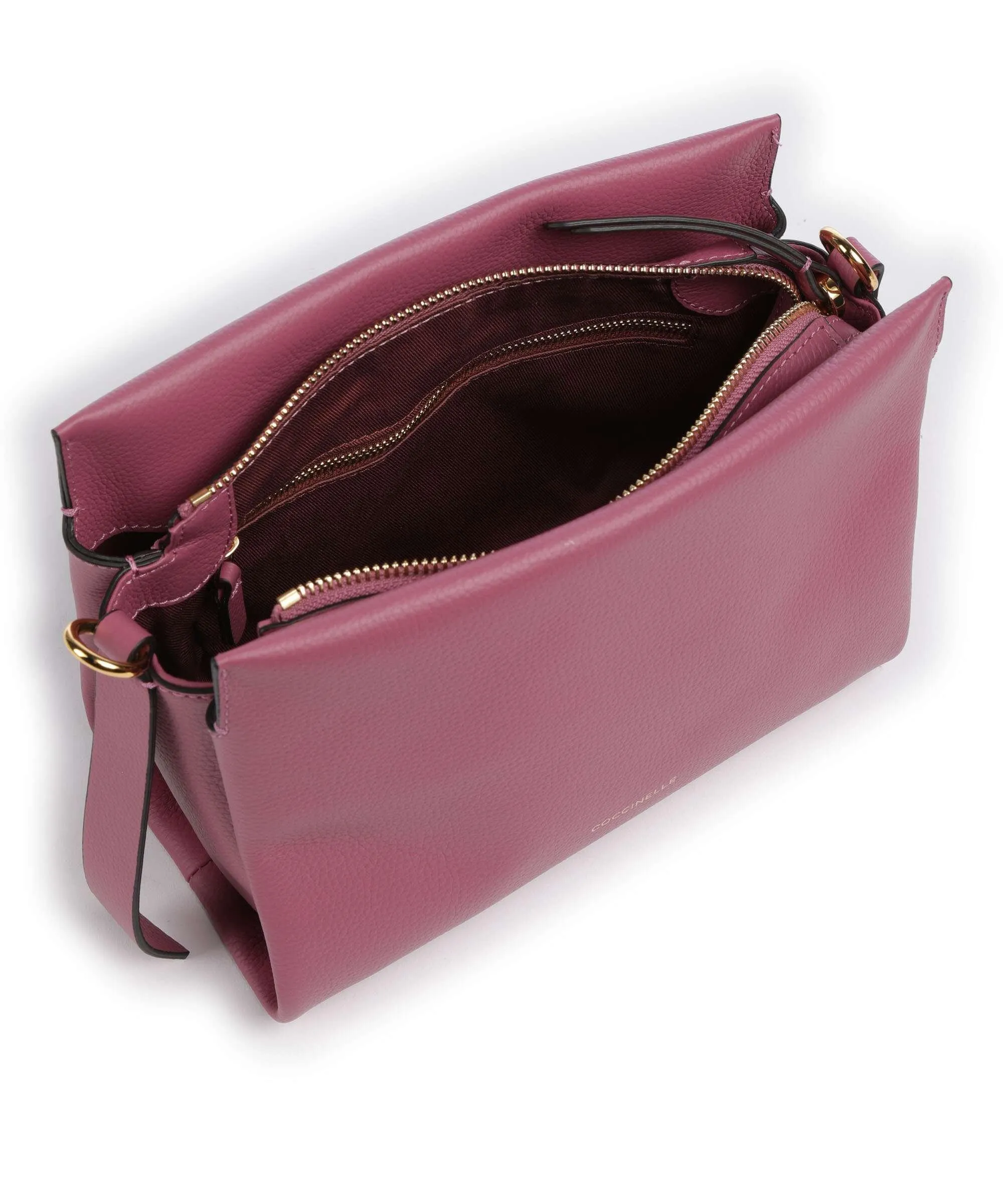  Coccinelle Boheme Grana Double Borsa a mano pelle granulata viola  